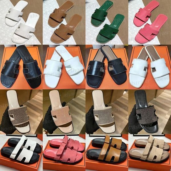 sandale femme designer slippers womens sandals slides triple black white brown red pink blue green ladies leather shoes slipper