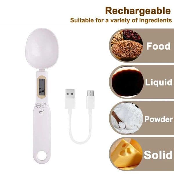 USB Recharge Kitchen Scale 500g/01g LCD Digital Measuring Food Flour Spoon Scale Mini Kitchen Tool for Milk CoffeeM251122