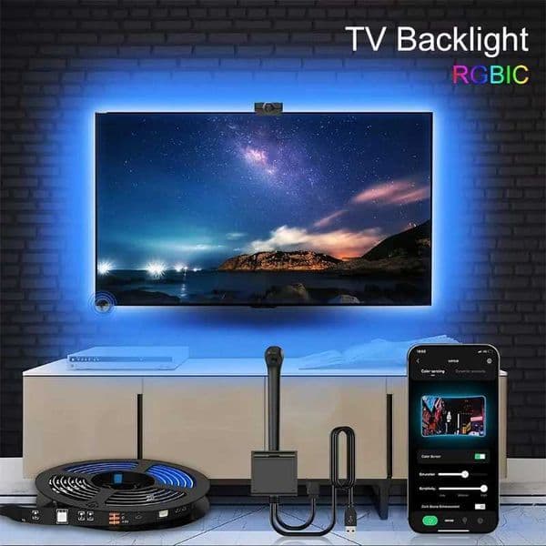 RGBIC LED TV Backlight Strip with AR Color Sensor APP Control Music Sycn Smart RGB Light for Gaming AtmosphereW251122