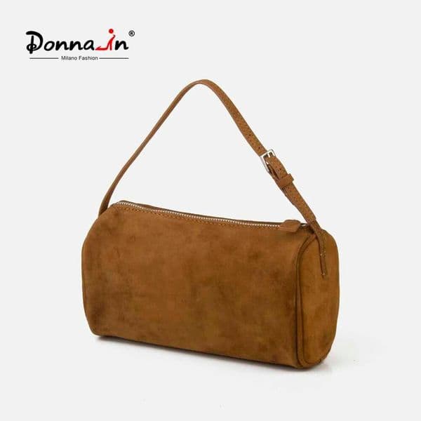 Donna In First Layer Cowhide Mini Suede Handbag Real Leather Square Pen Container Bag For Women Bag