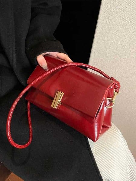 Luxury Burgundy Womens Cross Bag 2024 New Designer Exquisite Lock Button Zipper Bottom Bag Elegant Temperature Handbag W250421