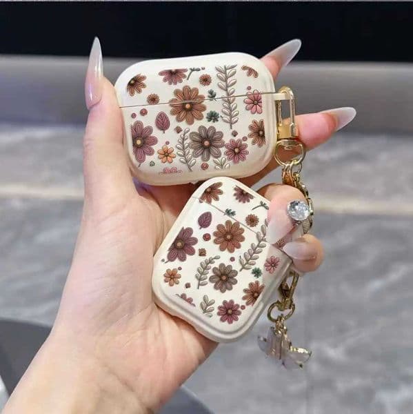 Brown flowers headphone protective cover for airpods 4 protective case pro2 soft case anti-fall protective case with smW251122