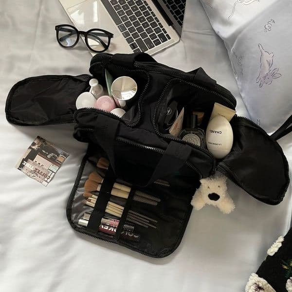 2025 New Large Capacity Double Wide Opening Portable Travel Makeup Bag With Dividers For Toiletries Storage Cosmetic Bag R250422