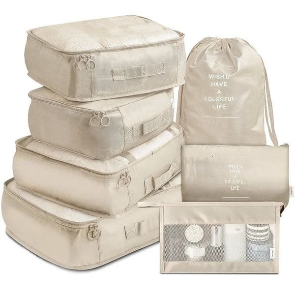7-piece Set Travel Bag Organizer Clothes Luggage Travel Organizer Blanket Shoes Organizers Bag Suitcase Pouch Packing Cubes 250422