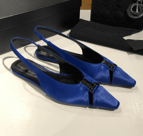 Babylone Satins Heels For Women Summer Sandal Flats Slingback Pump Babylone Satin Slingback Ballerina Flats Pointed Toe Casual Dress