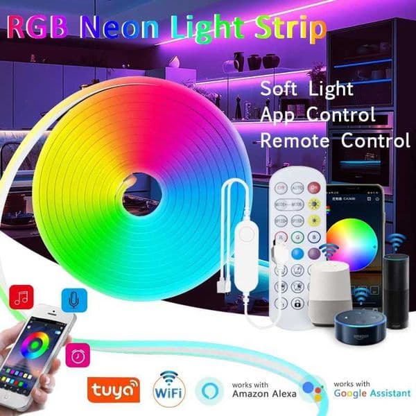 TUYA Wifi Neon Strip Light 5V USB RGB 2M 3M 5M Waterproof Flexible Ribbon Tape Neon Lights APP Remote Control For Home DecorW251122