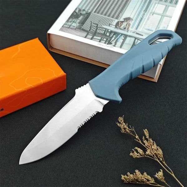 BM 18040S 18050 servo fixed blade knife blue nylon fiber optic handle portable outdoor tactical pocket knife practical hunting toolXJ250421