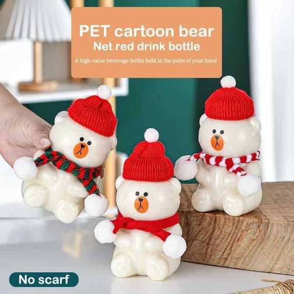10pcs Cute Water Bottle Bear Shaker Bottle Milk Tea Drinking Cup Portable Drink Bottle Kitchen Milk Tea Water Bottle Couple Christmas X251122
