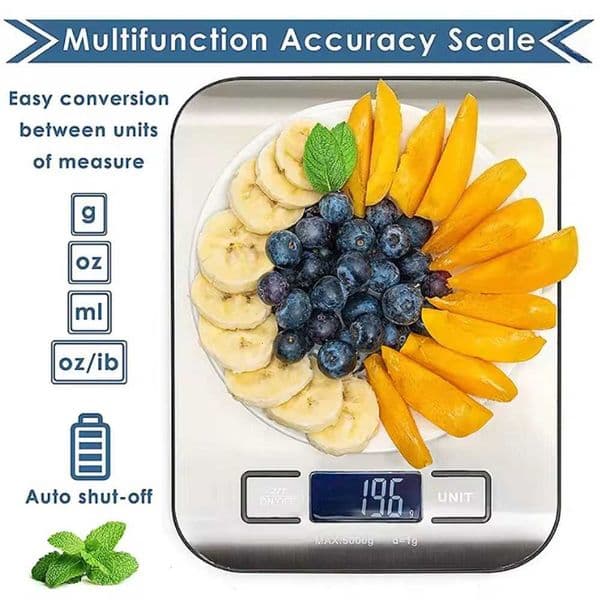 5kg/01g Digital Kitchen Scale Premium Stainless Steel Food Scales LCD Display Small Food Scale For Weighing CookingM251122