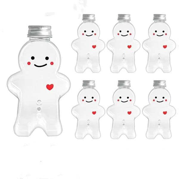10pcs 200ml Christmas Decor Beverage Bottle Gingerbread Man Milk Tea Juice Cold Drink Bottle Candy Jar Booze Filled Xmas Tree Ornament X251122