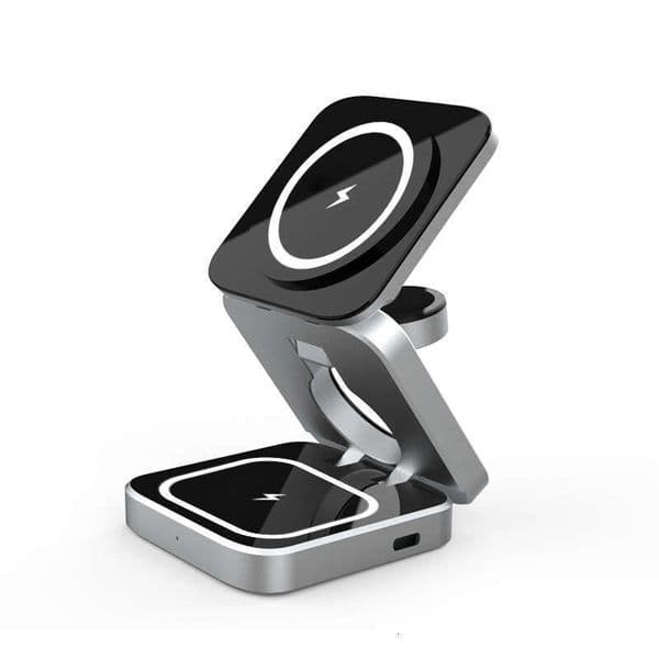 eless Station for iPhone Samsung Watch Earbuds Fast Magnetic Charger Dock Stand Foldable USB-C Charging Pad