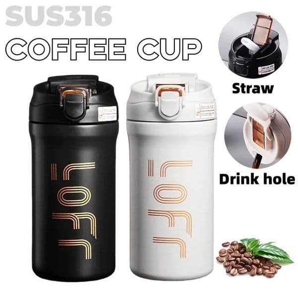 600ml21OZ coffee cup with straw double wall insulation sublimation drum leak proof portable 250422