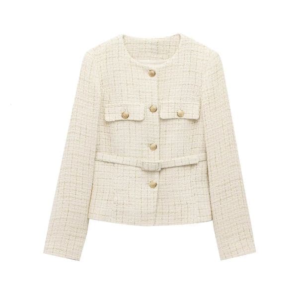 UNIZERA womens jacket with texture long sleeved round neck casual spring jacket 250411