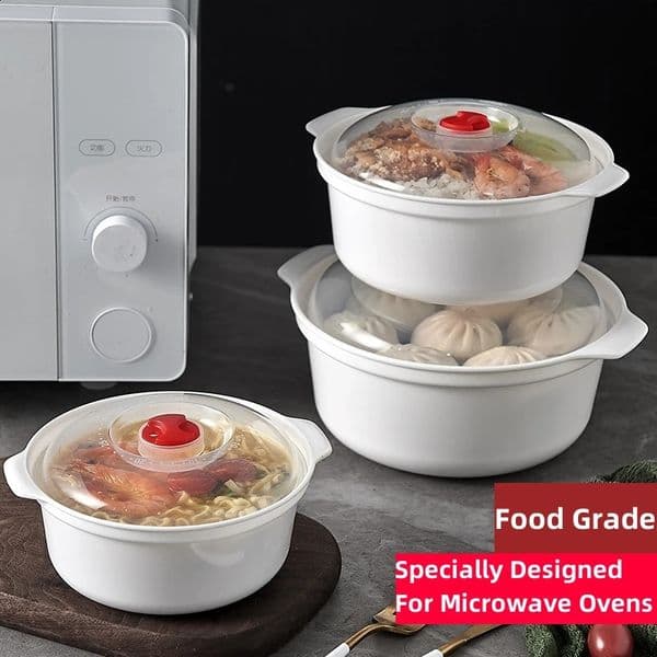 Microwave oven special box household plastic heating fresh insulation with lid steam bread instant noodles kitchen bowl 250423