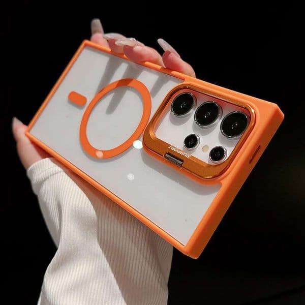 Magnetic Shockproof Case Samsung Galaxy S24 S23 S22 Ultra Plus FE For Magsafe Funda Stand Glass Lens Protector Cover