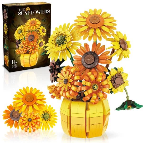 Build Block Set Build Block Set Brick Suower Building Blocks brick Bouquet With Vase - 1009 Pcs Artificial Flower Set, Home Decoration, Educational Toy, Holid