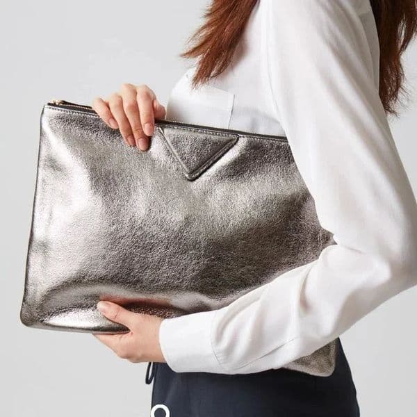 Women Day Clutch Bags Lady Handbags female envelope bags pu leather A4 briefcase bolsa wallet silver 251120