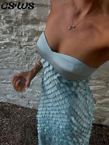 Sexy Stain Long Dress Women Patchwork Solid Tube Top Sleeveless Party Dresses 2025 Summer Lady Slim Vacation Backless Robes
