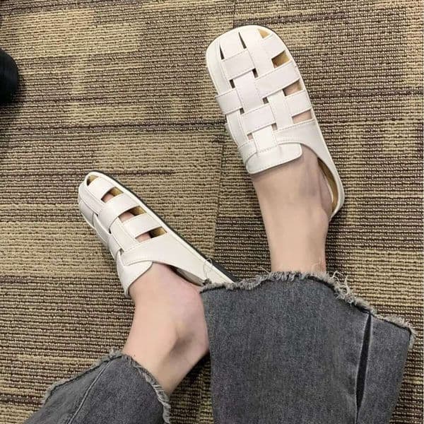 DHGadgets Women's High-End Baotou Slippers for Summer Joker Casual Muller Sandals Flat Design TPR Insole New French Temperament