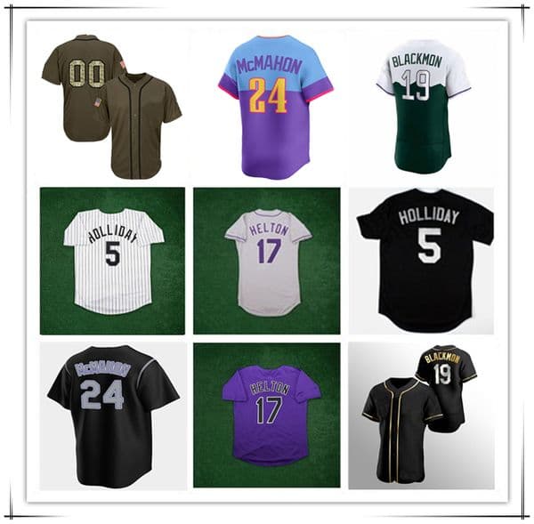 2007 Throwback WS Baseball Jersey 17 Todd Helton 5 Matt Holliday 19 Charlie Blackmon Ubaldo Jimenez 2 Tulowitzki Larry Walker Andres Galarraga Vinny Castilla 4XL