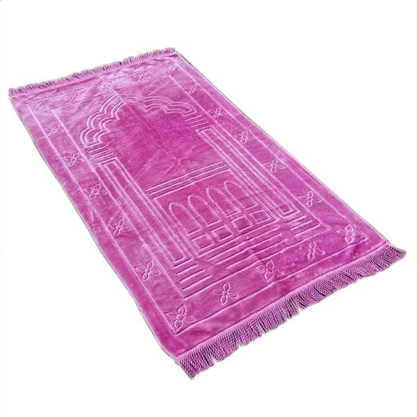 Deluxe Soft Prayer Rug Blanket Home Embroidery Gift Islamic Muslim Tassel Tapestry Decoration Carpet Bedroom Purple 250415