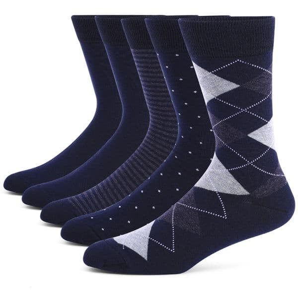 5 Pairs Mens Dress Socks Plus large SizeHigh Quality Combed Cotton Crew SocksBlack Cool Argyle Breathable Casual Socks for men 251118