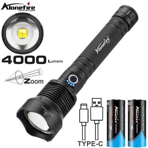 4000Lumen Zoom XHP70 LED High Power Flashlight USB Charging Outdoor Flashlight Hunting and Fishing High Power Flashlight Z250422