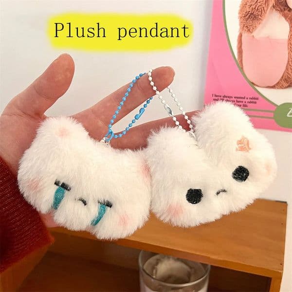 Cute Plush Bunny Teddy Bear Pendant Student Backpack Decoration Accessories Super Cute Keychain 251119BJ