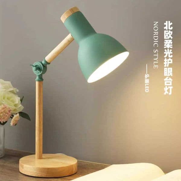 Creative Nordic desk lamp wooden art LED rotating head simple bedside table lamp/eye protection reading and bedroom research lamp Z250422