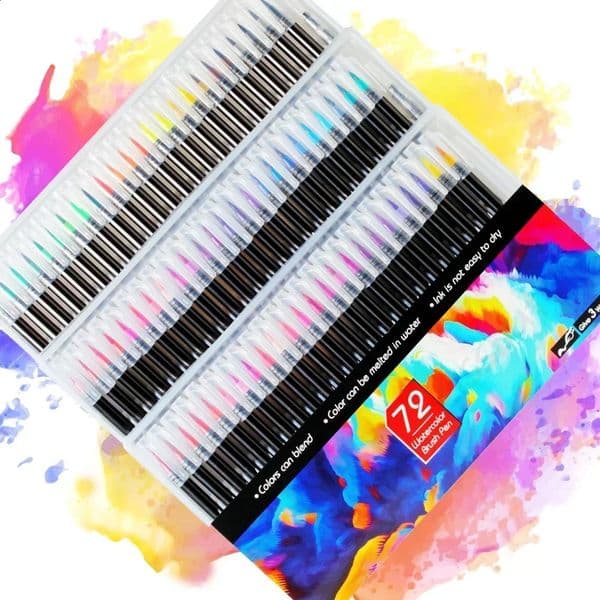 12-72 Colors Watercolor Brush Pens Art Marker Pen Drawing Coloring Books Manga Calligraphy Lettering School Supplies Stationery 250422
