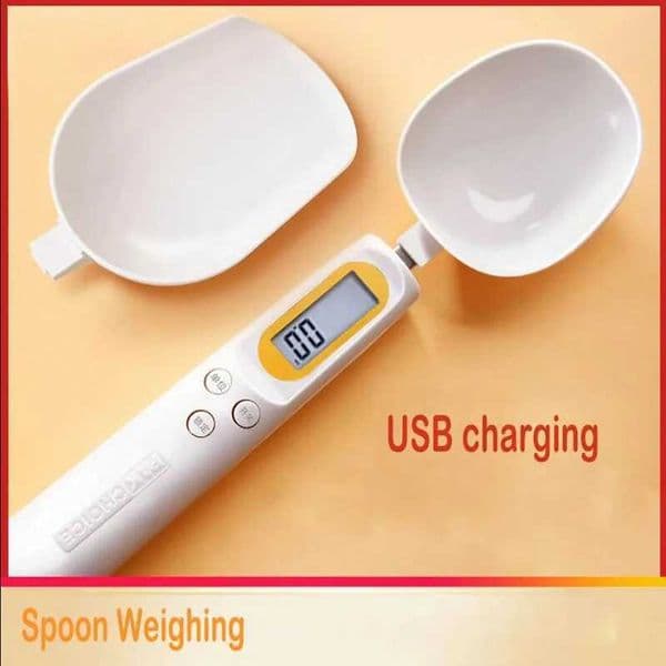 Electronic weighing spoon LCD digital kitchen scale cooking food weighing tool USB charging battery type 1 PcXJ250423