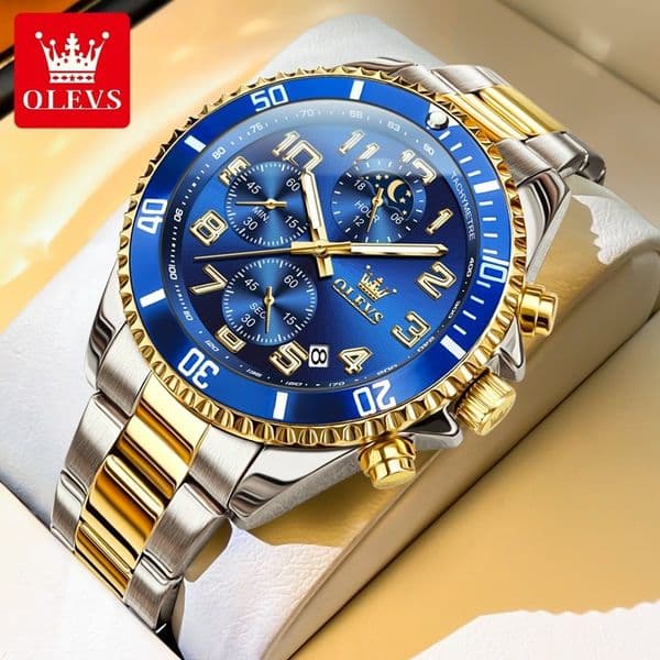 OLEVS Brand Designer Celebrity Endorsed Casual Luxury Waterproof Luminous Men's Watch, Multi-functional Steel Band Men's Watch Free Delivery And Wholesale