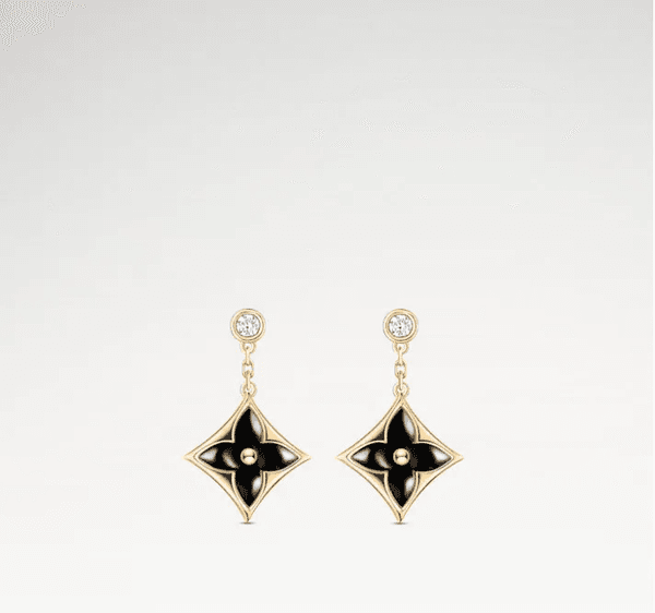 With BOX Designer Luxury Brand Black Flower Stud Earrings Diamond Famous Women Square Hoop Earring Crystal Wedding Party Earring