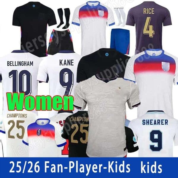 4XL 2025 2026 football shirt Soccer EnglandRetro Jersey BELLINGHAM RASHFORD KANE SAKA RICE FODEN National Team Home White Away Kit Men Women Kids Kid