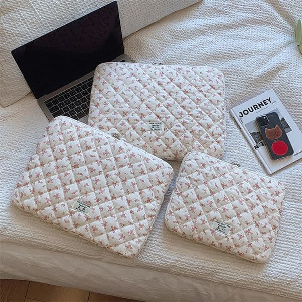 1 Pc Chic Flower Print Quilted Laptop Bag 11 Inch/14 Inch/15 Inch Computer Bag Protection Case Laptop Sleeve Computer Case Bag 251119