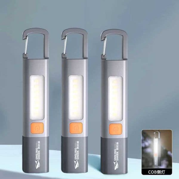 portable LED flashlight with USB charging hook variable zoom flashlight outdoor camping and hiking remote emergency light Z250422