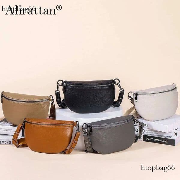Alirattan Real Leather Large Capacity Waist Women's Crossbody 2025 New Chest Simple Shoulder Bag