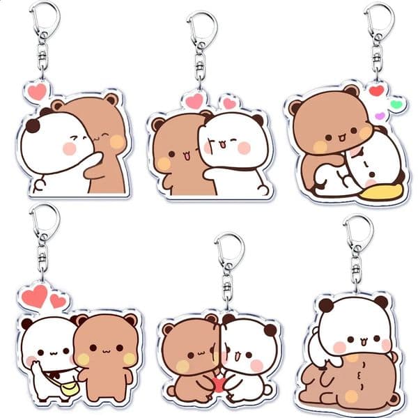 Cute Bubu Dudu keychain baby gray bear white panda accessory kit pendant jewelry fan couple love gift 250418 250418