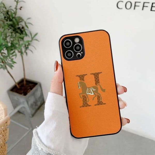 Classic Horse H Cross Leather Fashion Case For 15 14 13 12 11 Pro Max Mini 7 8 Plus X Xs Xr Max Luxury Phone Cover Funda S26330