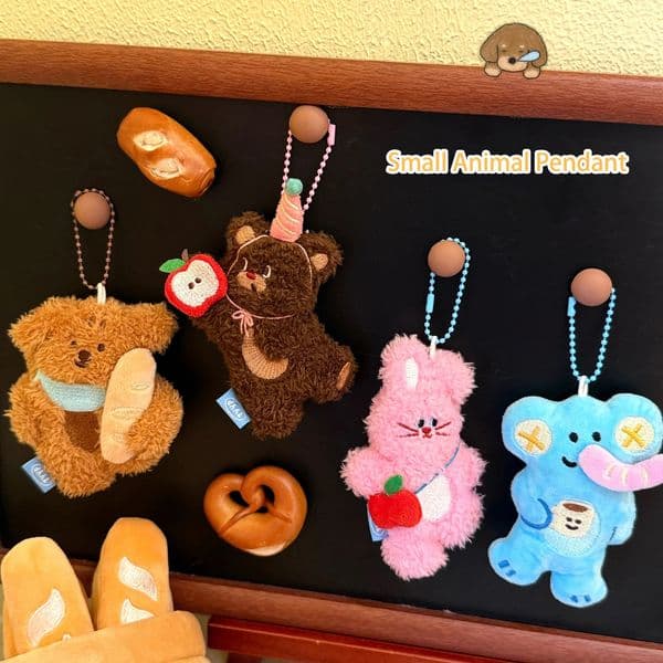 Cartoon plush toy pendant keychain cute pet backpack accessory girl backpack bead chain pendant gift 251119BJ