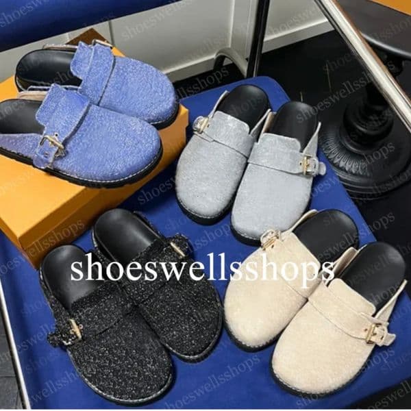 Cosy Comfort Clog Sandals scuffers Designer Women Men Flat Fur Leather Mules Platform Slippers lvities shoes Winter Warm Plush Slides Size 35-45 2001