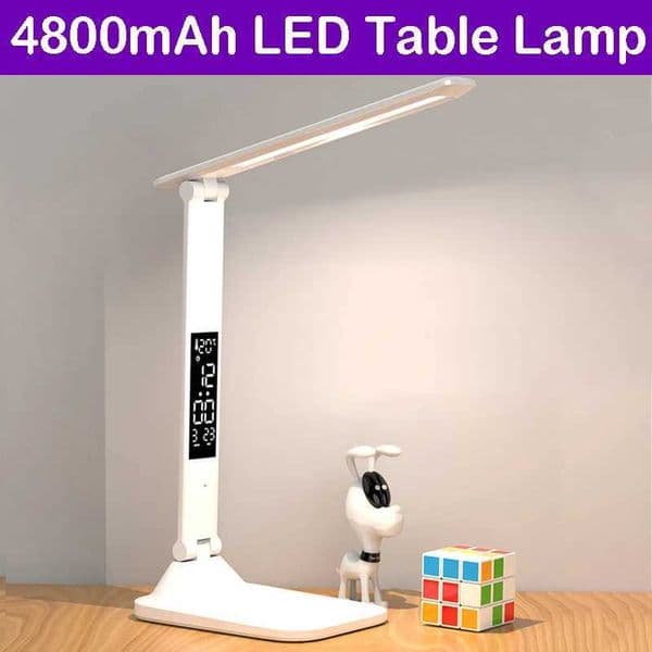 Foldable LED desk lamp with eye protection 3 colors stepless dimming time date temperature USB charging touch LED night light Z250422
