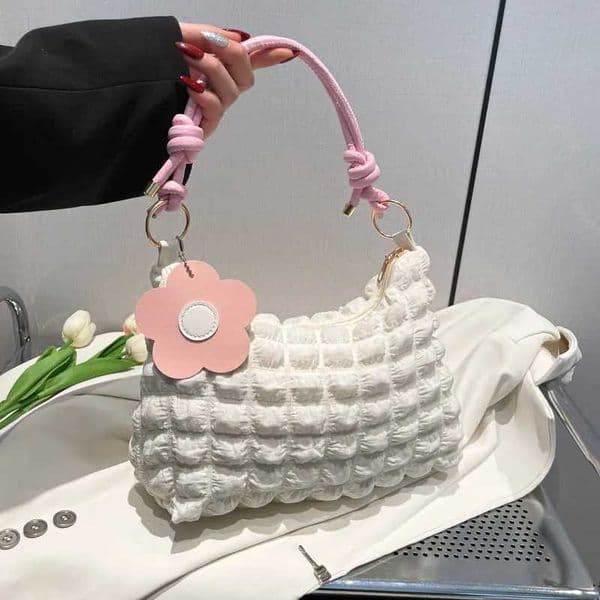 Bubble Flower Handbag for Women New Japanese and Korean Girl Texture Single Shoulder Hand-held Bento Bag Shopping BagsXJ251122