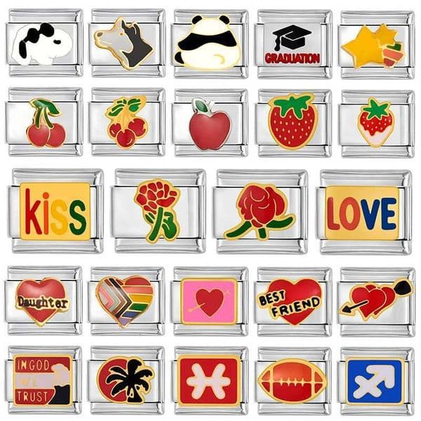 Charm Italian Chain Modules Detachable Fits DIY Making Bracelet Necklace Ring Anklets Cute Cartoon Pattern Jewelry Festival Gift