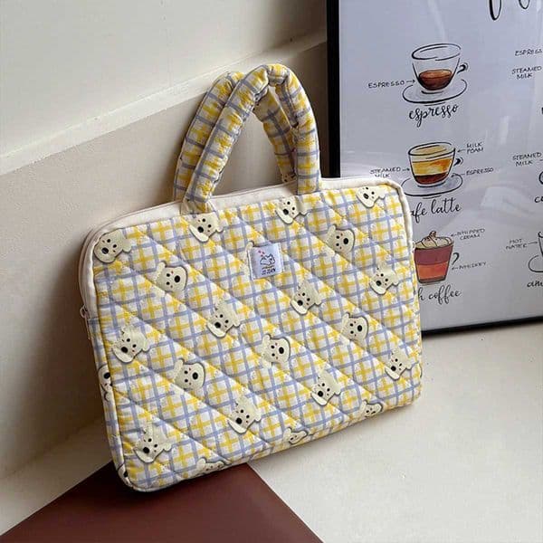 Quilted Waterproof Nyl Ladies Work Tote Laptop Case Carto Pattern Decor Anti Shock Zippered Business Daily Use Y251124