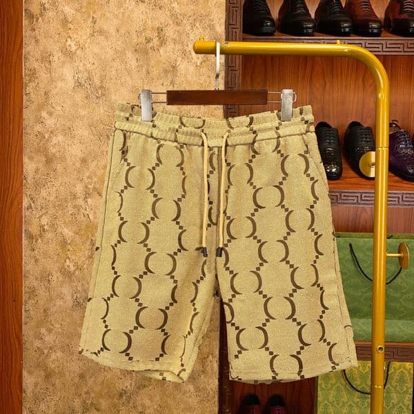 High quality designer men's shorts, classic small jacquard men's casual sports shorts, fashionable lace up men's shorts