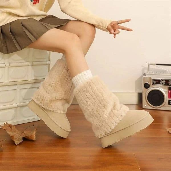 Ddmysports Mid Calf Large Size Warm Round Toe Platform Plush Women S Snow Boots Winter Fashion Trend Y K Novelty On Offer Ladies Shoes Outdoor Shoes