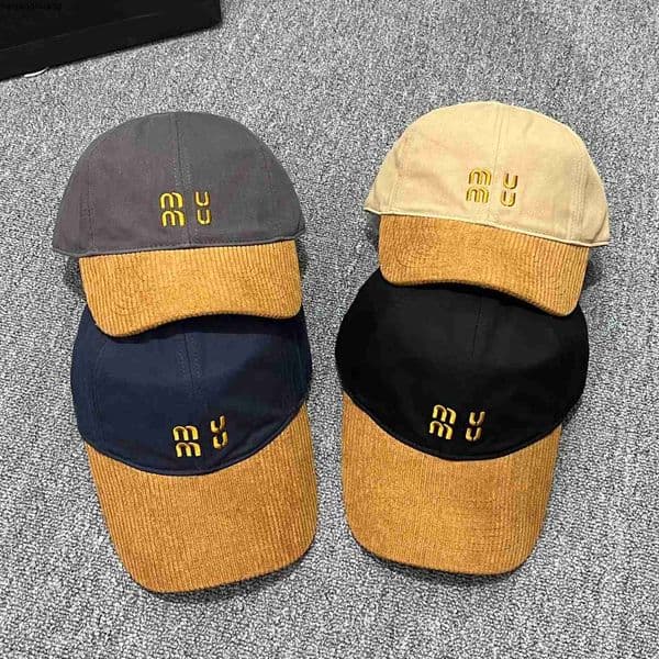 Ball Caps Autumn and winter baseball cap outdoor sports warm corduroy designer color blocking fashion ball cap L260520