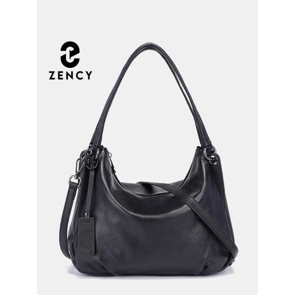 Designer Bag Zency Black Beige Soft Leather Hobo Women Simple Casual Top Handle Handbag Shoulder Large Capacity Crossbody Bag Medium Size Z260522