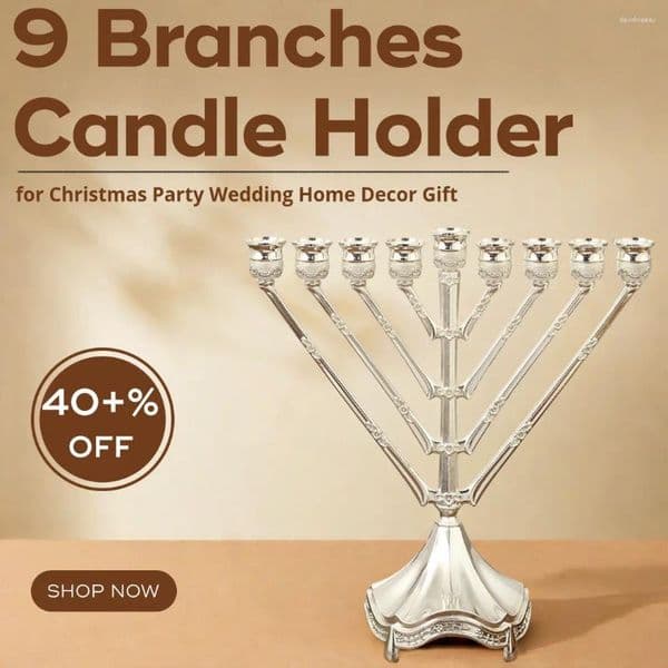 Candle Holders 9 Branches Holder Zinc Alloy Candelabrum Stands Hanukkah Menorah For Christmas Party Wedding Home Decor Gift XJ260305